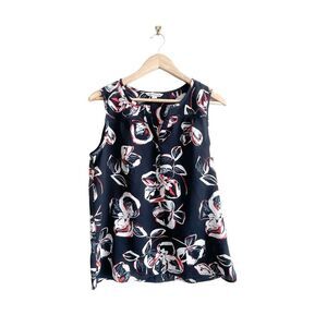 Catherine Malandrino Sleeveless Black Floral Tank Top Blouse Women's M